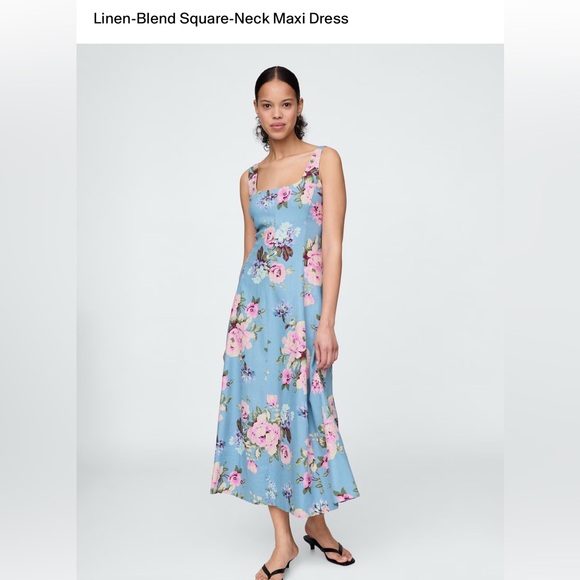 GAP Linen Blend Floral Print Maxi Dress - Picture 1 of 6